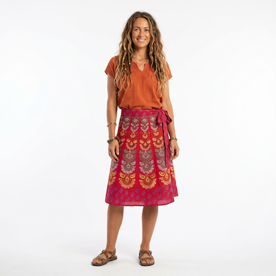 Cotton Medium Wrap Skirt Printed